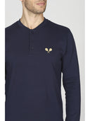 Pigiama serafino, in confortevole puro cotone blu, linea racchette
