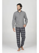 Pigiama serafino uomo,  in caldo punto milano jacquard