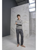 Pigiama serafino uomo,  in caldo punto milano jacquard