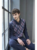Pigiama uomo in jacquard geometrico con collo incrociato