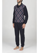 Pigiama uomo in jacquard geometrico con collo incrociato