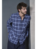 Pigiama cardigan in calda flanella di puro cotone scozzese