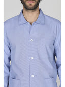 Pigiama classico uomo a cardigan, 100% popeline blu