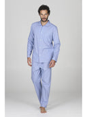 Pigiama classico uomo a cardigan, 100% popeline blu