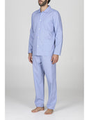 Pigiama classico uomo a cardigan, 100% popeline blu