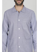 Pigiama classico uomo a cardigan, 100% popeline nuance blu