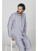 Pigiama classico uomo a cardigan, 100% popeline nuance blu