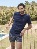 T-shirt uomo in jersey di puro cotone blu