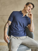 Polo uomo a manica corta, in performante piquet stretch j-tech