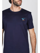 T-shirt in jersey di puro cotone mercerizzato blu, coordinabile con boxer mare