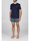 T-shirt in jersey di puro cotone mercerizzato blu, coordinabile con boxer mare