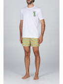 T-shirt in jersey di puro cotone mercerizzato bianco, coordinabile con boxer mare