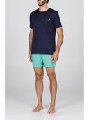 T-shirt in jersey di puro cotone mercerizzato blu, coordinabile con boxer mare