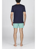 T-shirt in jersey di puro cotone mercerizzato blu, coordinabile con boxer mare
