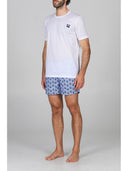 T-shirt in jersey di puro cotone mercerizzato bianco, coordinabile con boxer mare