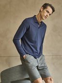 Polo uomo a manica lunga, in performante piquet stretch j-tech