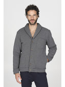 Cardigan in morbida e calda felpa colore antracite