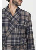 Vestaglia in confortevole jacquard di cotone scozzese blu