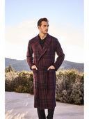 Vestaglia in confortevole jacquard di cotone scozzese bordeaux