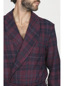 Vestaglia in confortevole jacquard di cotone scozzese bordeaux