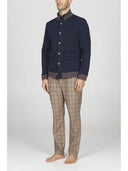 Cardigan uomo in morbida e calda felpa blu, con collo alto