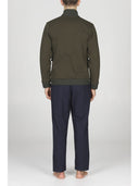 Cardigan uomo in morbida e calda felpa verde militare, con collo alto