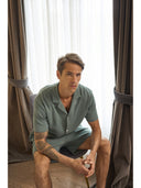 Completo corto da uomo in spugna operata di cotone supima, colore verde