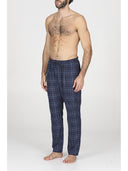 Pantalone in calda flanella di puro cotone scozzese blu