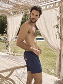 Boxer mare in leggera microfibra blu, con dettagli in contrasto