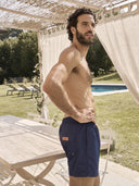 Boxer mare in leggera microfibra blu, con dettagli in contrasto