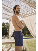 Boxer mare in leggera microfibra blu, con dettagli in contrasto