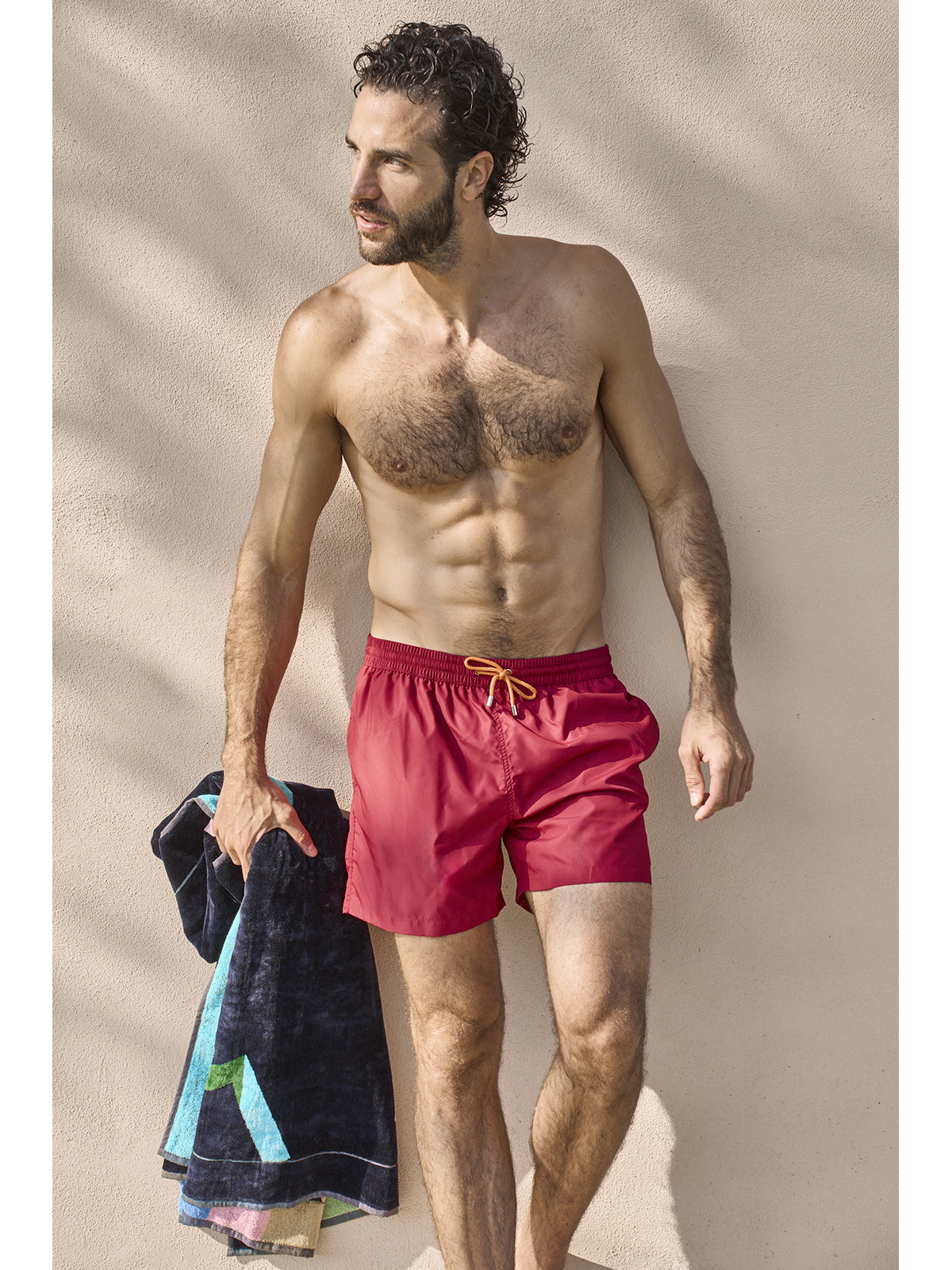 Boxer mare in leggera microfibra bordeaux, con dettagli in contrasto