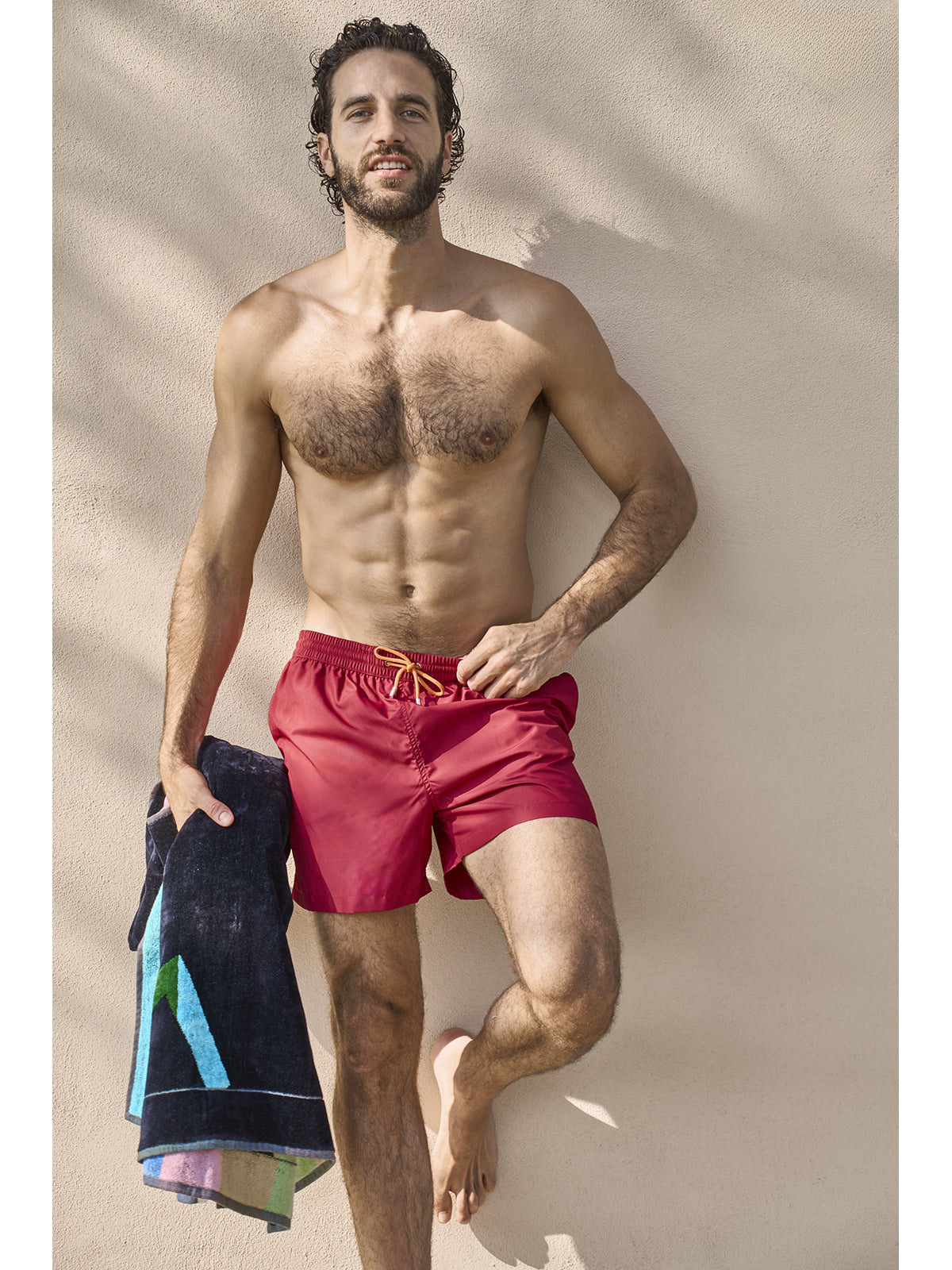 Boxer mare in leggera microfibra bordeaux, con dettagli in contrasto