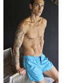 Boxer mare uomo, in leggera tela tinta unita turchese