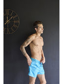 Boxer mare uomo, in leggera tela tinta unita turchese