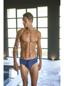 Slip mare uomo fantasia micro geometrica blu