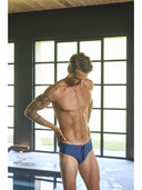 Slip mare uomo fantasia micro geometrica blu