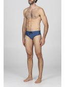 Slip mare uomo fantasia micro geometrica blu