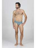 Slip mare uomo fantasia micro geometrica verde