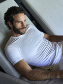 Crew neck t-shirt in lightweight stretch cotton jersey