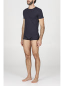 Maglietta blu in morbida fibra di latte e lana: linea milkwool