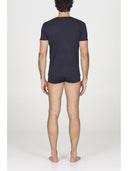 Maglietta blu in morbida fibra di latte e lana: linea milkwool