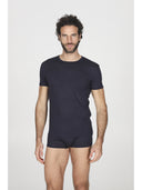 Maglietta blu in morbida fibra di latte e lana: linea milkwool