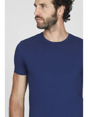 T-shirt uomo girocollo in cotone stretch, colore bluette