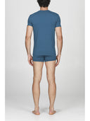 T-shirt uomo girocollo in cotone stretch, colore petrolio
