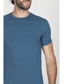 T-shirt uomo girocollo in cotone stretch, colore petrolio