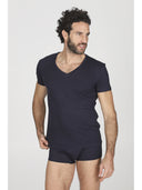 Maglietta v in morbida fibra di latte e lana: linea milkwool