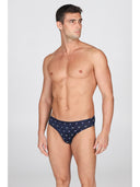 Slip in setoso puro cotone mercerizzato, fantasia "pesci blu"