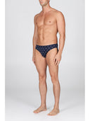 Slip in setoso puro cotone mercerizzato, fantasia "pesci blu"