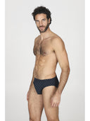 Slip comfort in cotone bielastico blu, in fantasia tennis